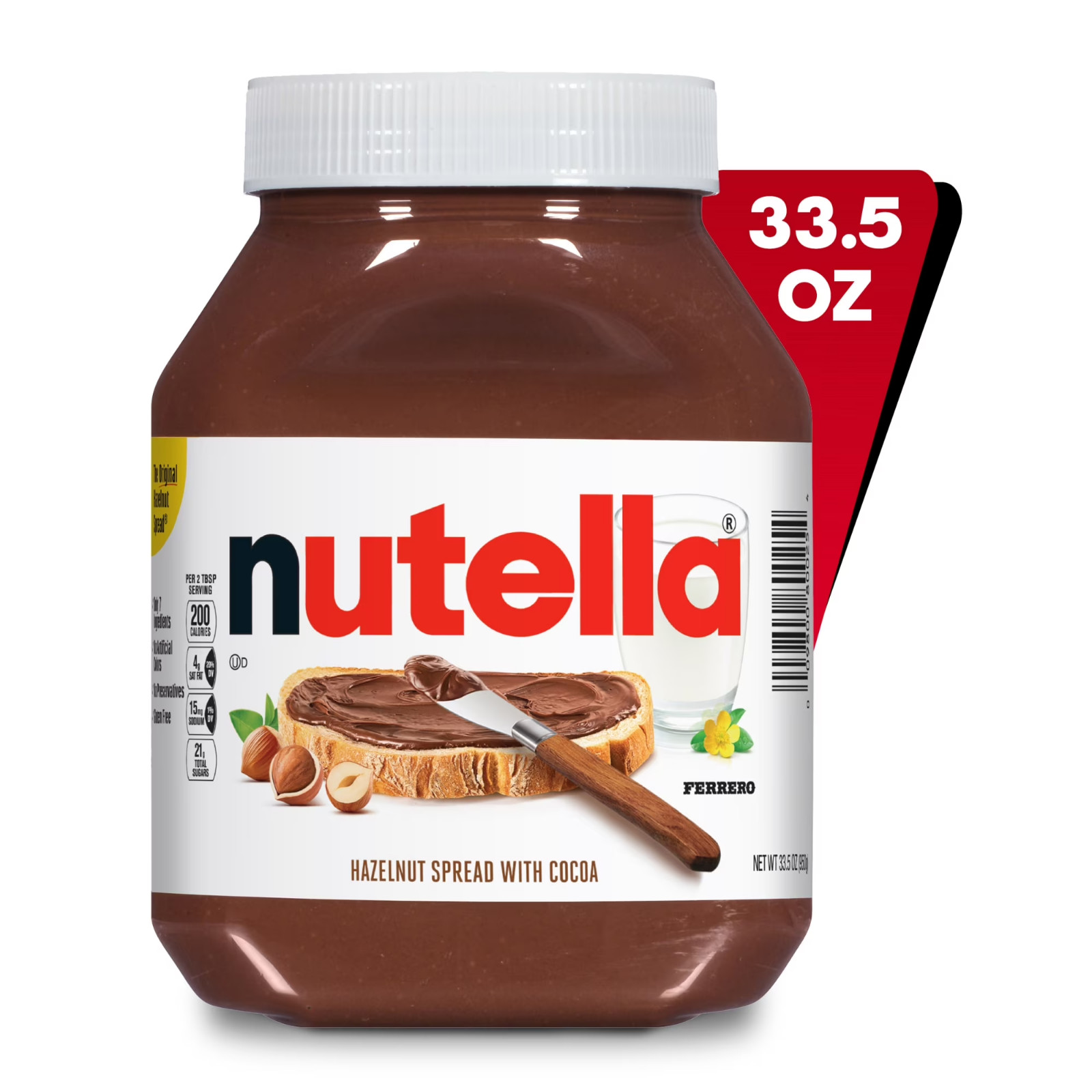 Nutella Hazelnut Spread with Cocoa for Breakfast, 33.5 oz Jar , Free Shipping