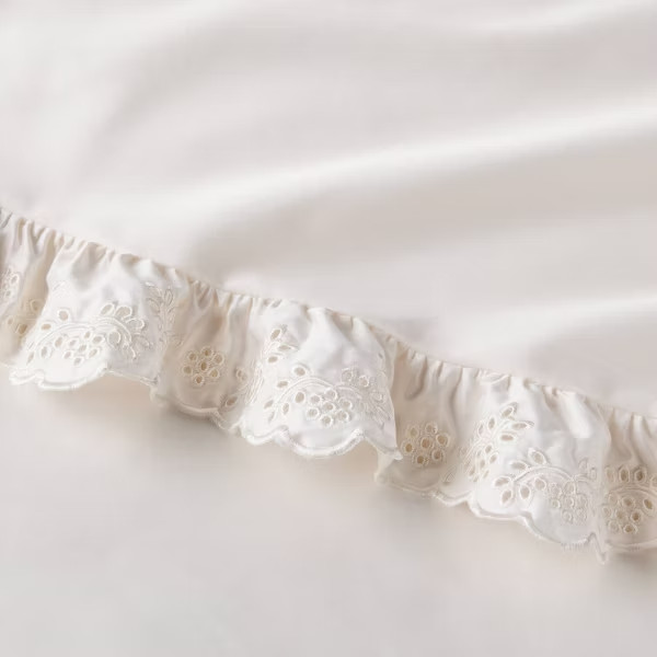 King 400 Thread Count Performance Sheet Set Ivory with Eyelet Ruffle Hem - Thres