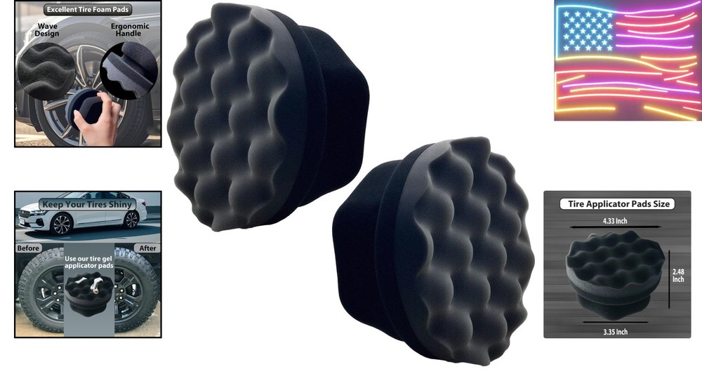 2 Pcs Large Tire Shine Applicator, Reusable Tire Dressing Applicator Wave Con...