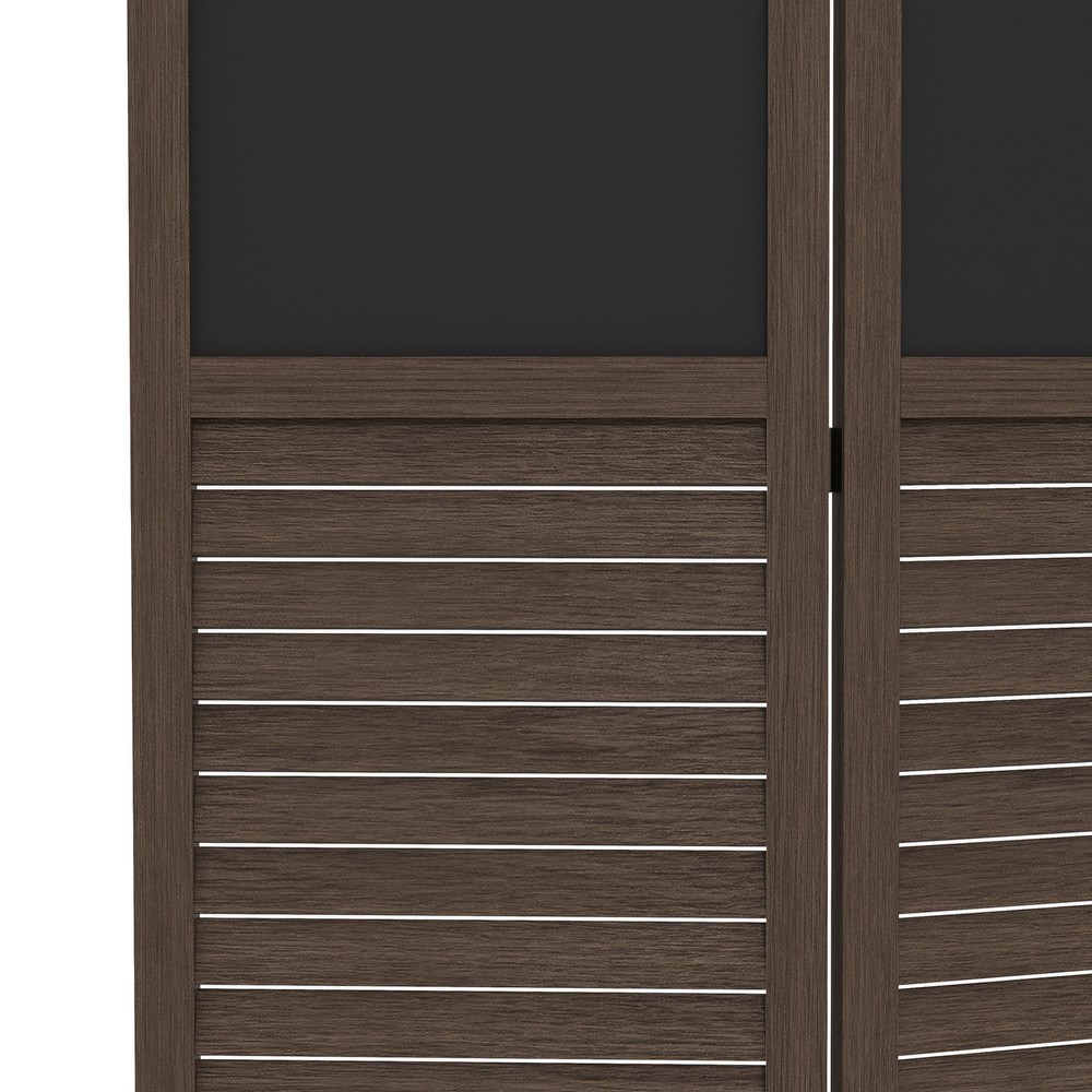 4-Panel Folding Room Partition Divider Wall, Privacy Screen w/ Blackboard, Brown
