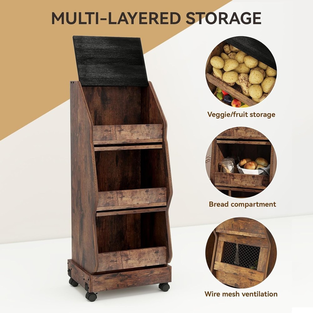 ARTETHYS Potato Storage Bin Movable Bread Box