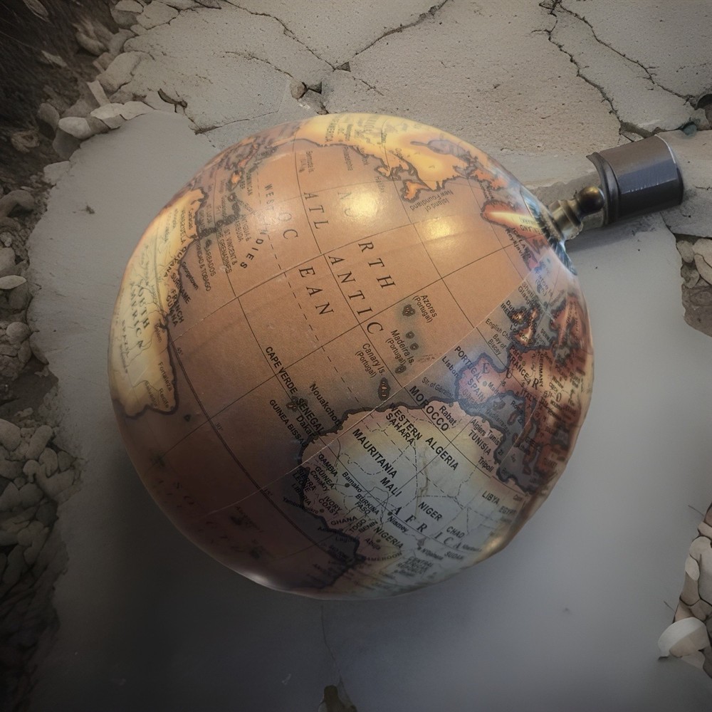 Small Brown Desktop World Globe Marble Base