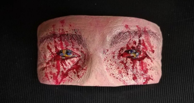 Halloween II, 1981 Michael Myers Warlock H2 MASK INSERT, Damage Blood Tears