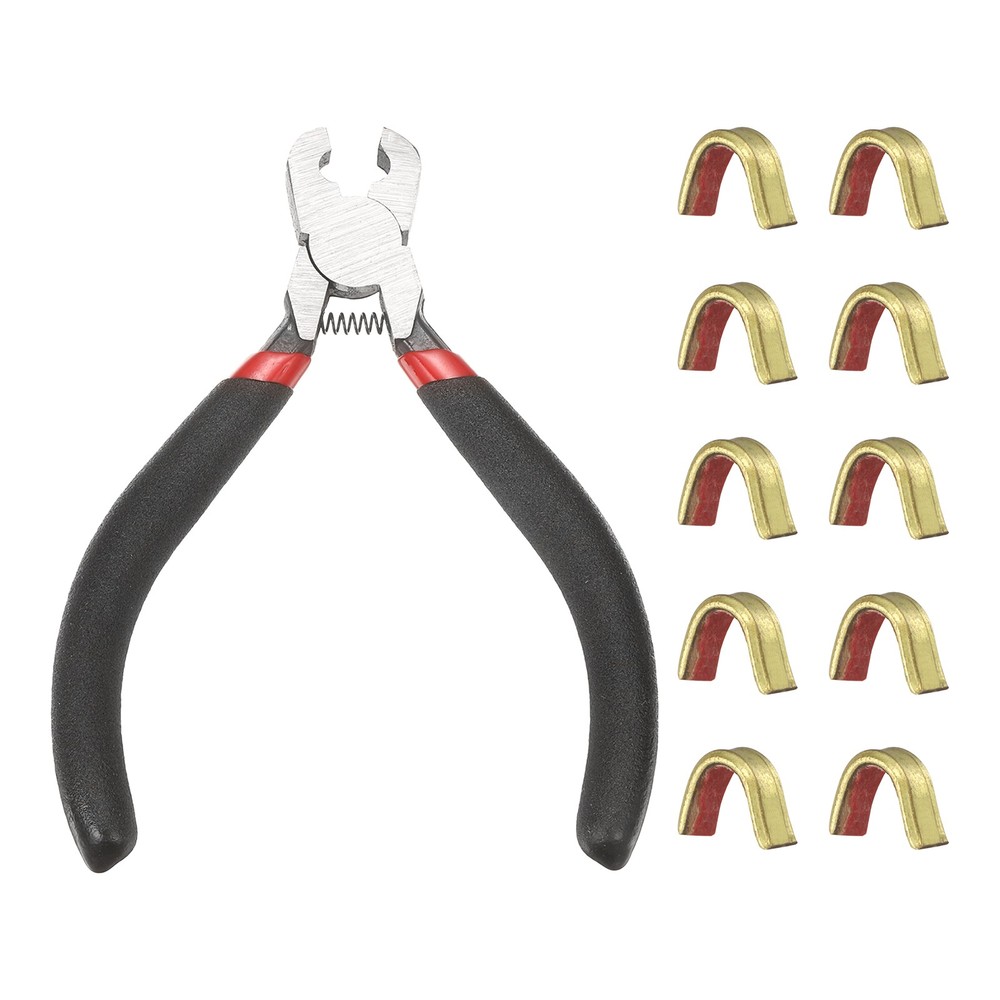 Bow String Nocking Points Set, 10 Pcs Red Brass Nocking Points and 1 Pliers