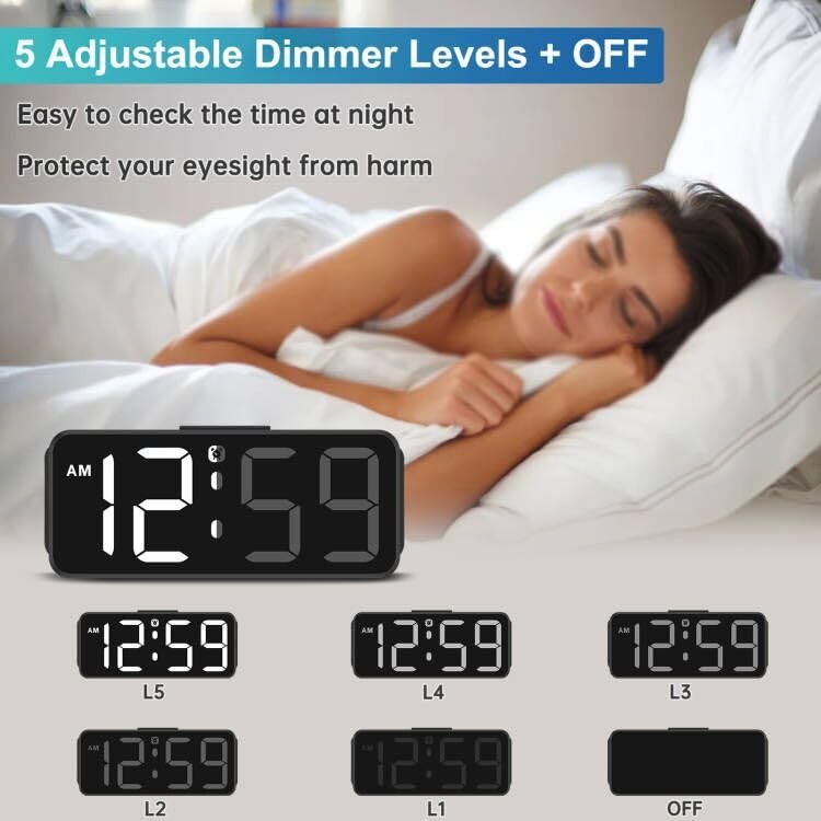 Small Digital Alarm Clock Plug in for Bedrooms Bedside, Tiny Electric Clock L...