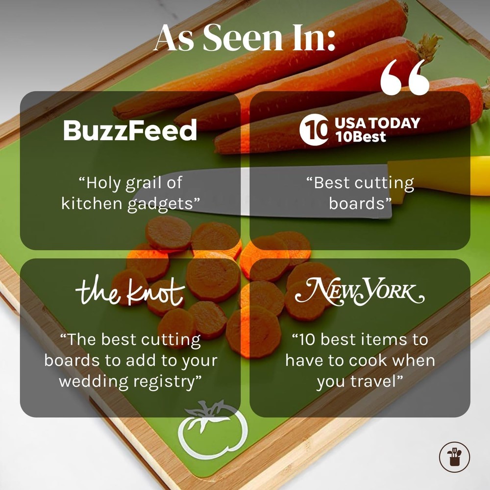 Prep and Serving, Easy Clean Bamboo Cutting Board and Dishwasher Safe Plastic -