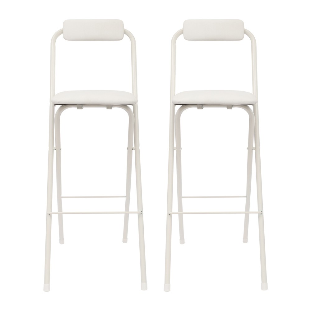 2PCS Modern Folding Bar Chairs, Space-Saving Design, Comfortable Seating White