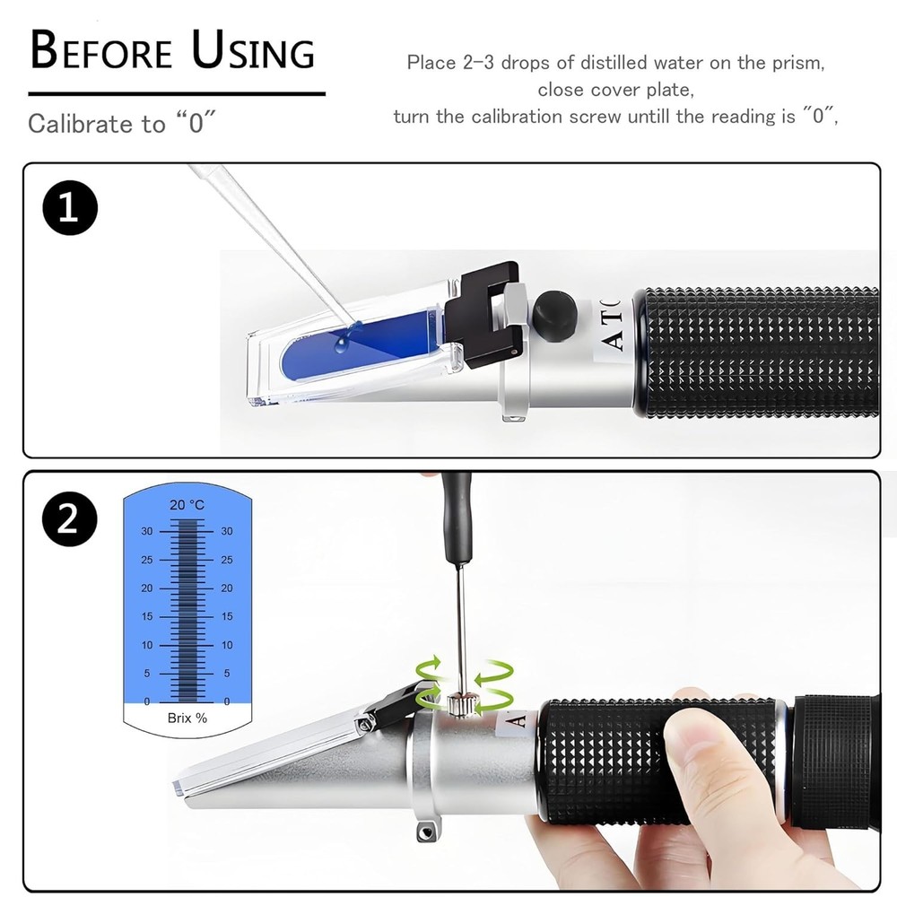 Precision 0-32% Brix Refractometer: Handheld, Portable Sugar Tester with ATC