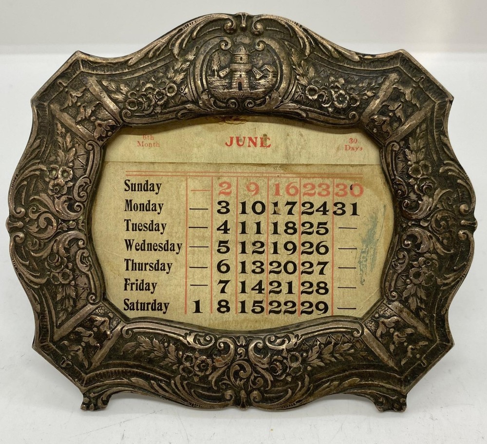 1890s E.G. WEBSTER & SON Silverplated Calendar Photo Picture Frame