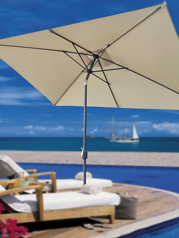 Rectangular Umbrella Canopy Replacement 6 Ribs, Fade White