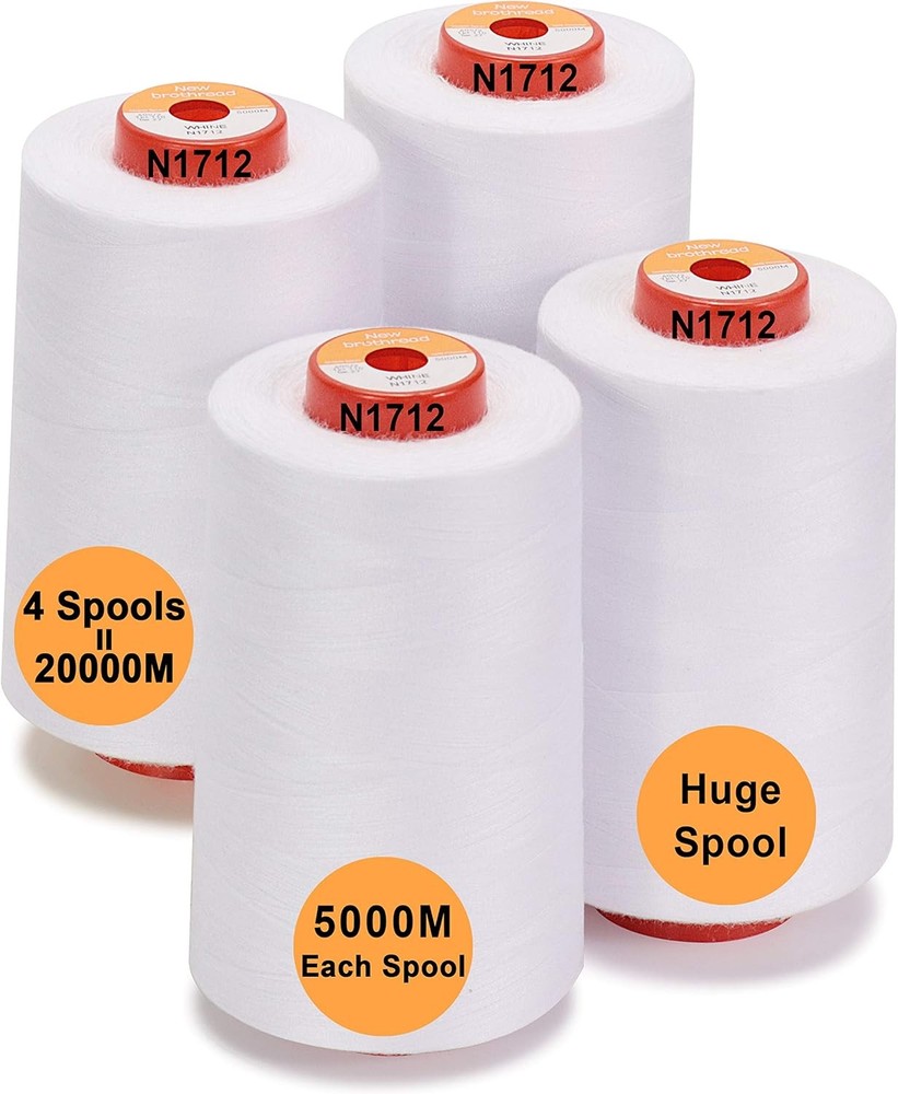 4-Pack Large Cones 5500Y All Purpose Spun Polyester 40S/2 Thread for Serger