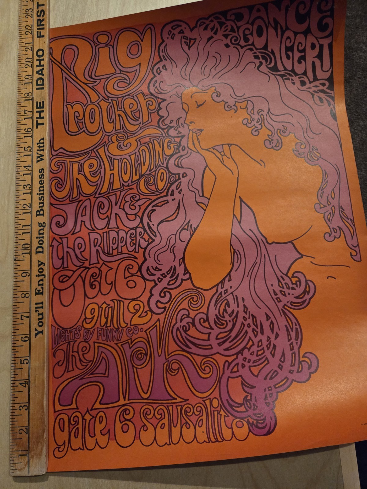 Big Brother Janis Ark Sausalito Poster AOR 2.309 1967 2nd Print RP-2 BG FD