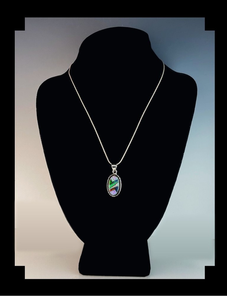 Sterling and Multi Color Opalite Pendant mt