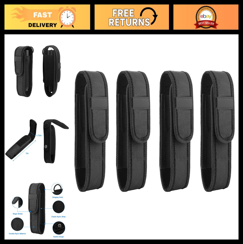 4-Pack Flashlight Holster Carry Case for 5"-7" Tactical LED Flashlights