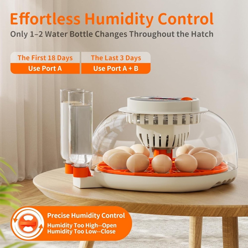 Egg Incubator with Temperature and Humidity Control, Automatic Egg Turning, E...