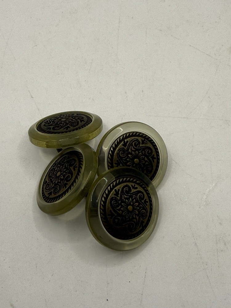 Vintage Lucite And Brass Buttons