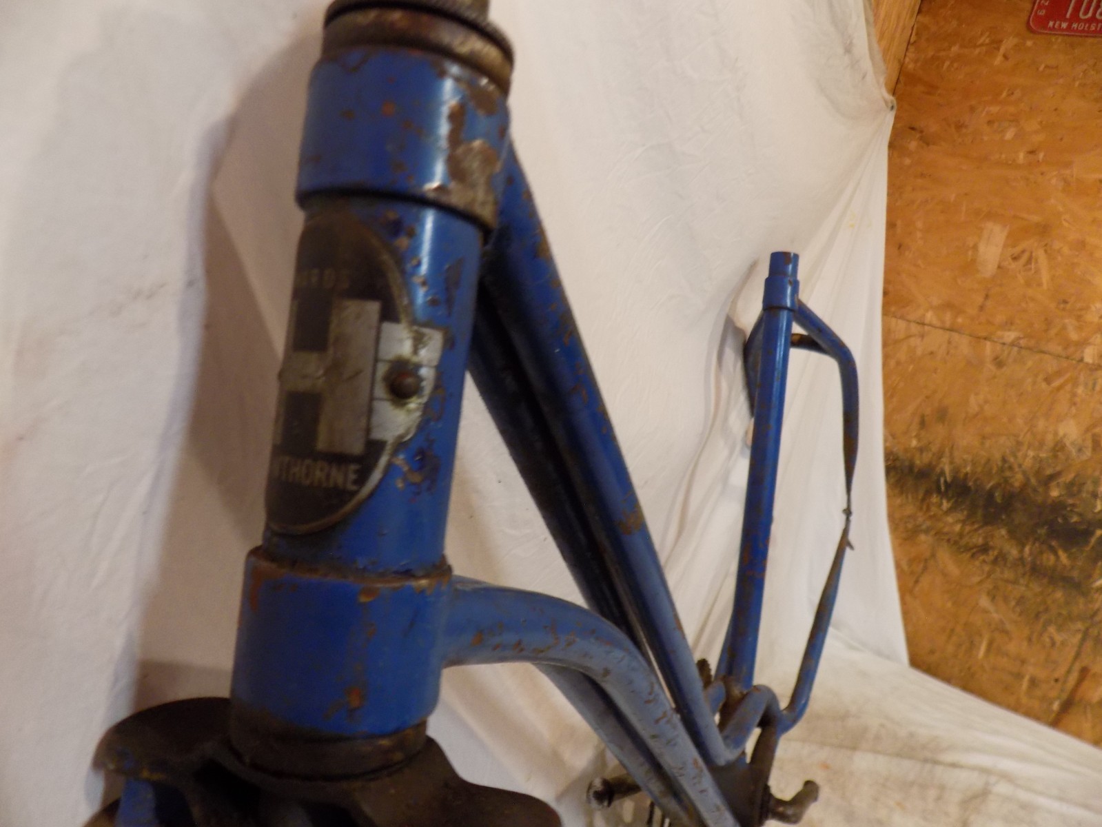 PREWAR CWC HAWTHORNE 4-BAR BICYCLE FRAME FORKS HEADBADGE MONARK 5-BAR 1930S