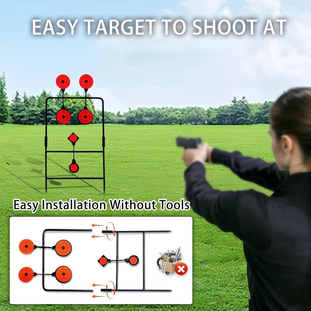 Metal Target, Backyard BB Target, Automatic Reset, Round, Iron, Portable Design,