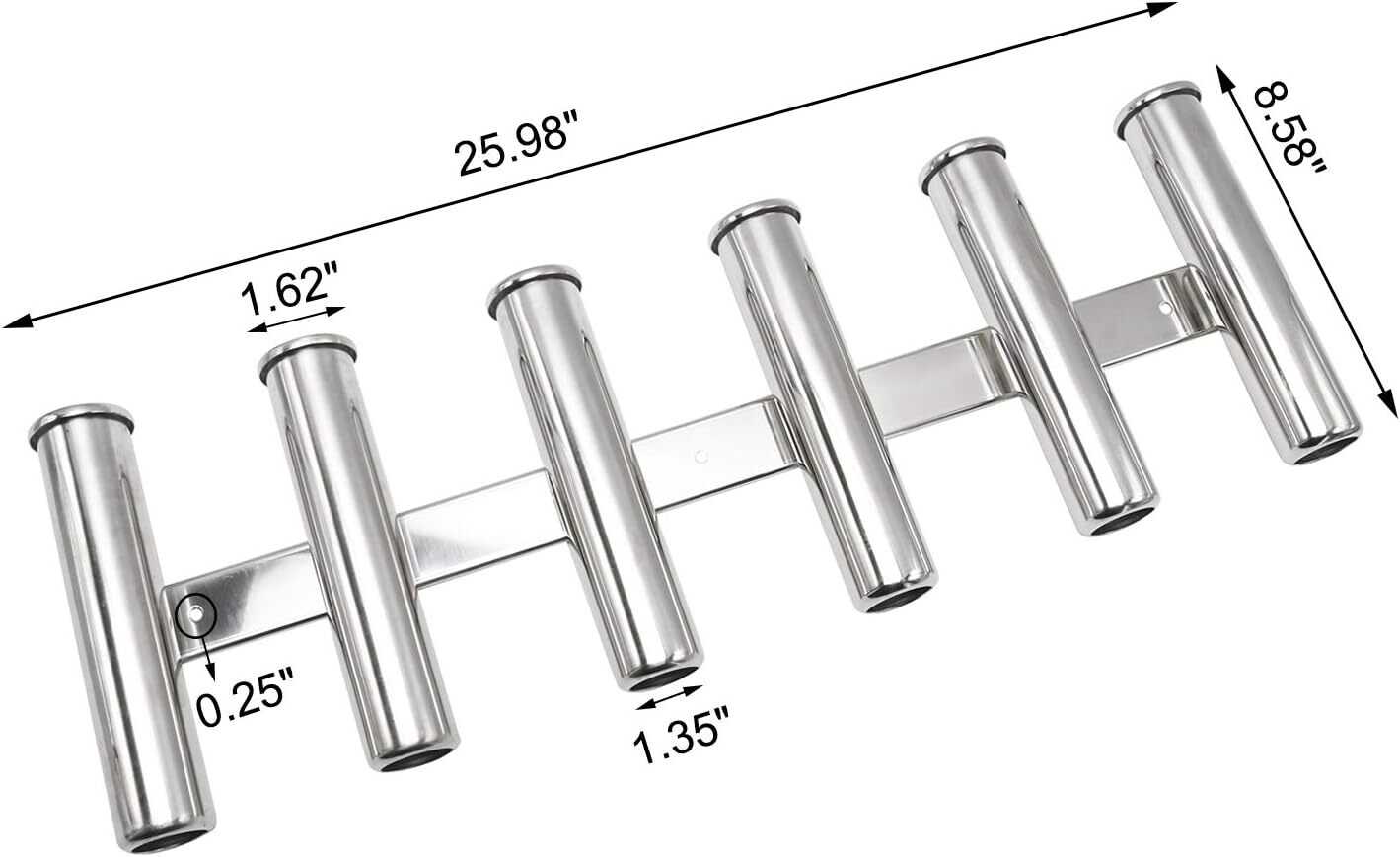 6 Tubes Boat Rod Holder Stainless Steel Boat Fishing Rod Rack for Yacht/Truck RV