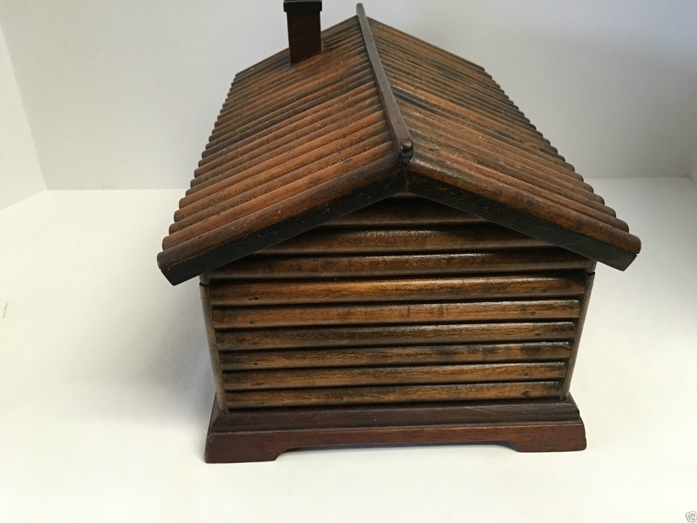 Figural Log Cabin Cigar Box