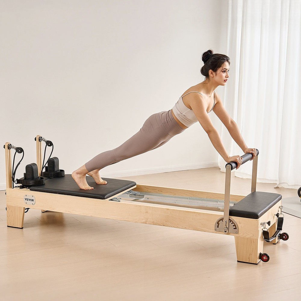 400lb Solid Maple Pilates Reformer, Spring & Cord System, Foam Shoulder Pads