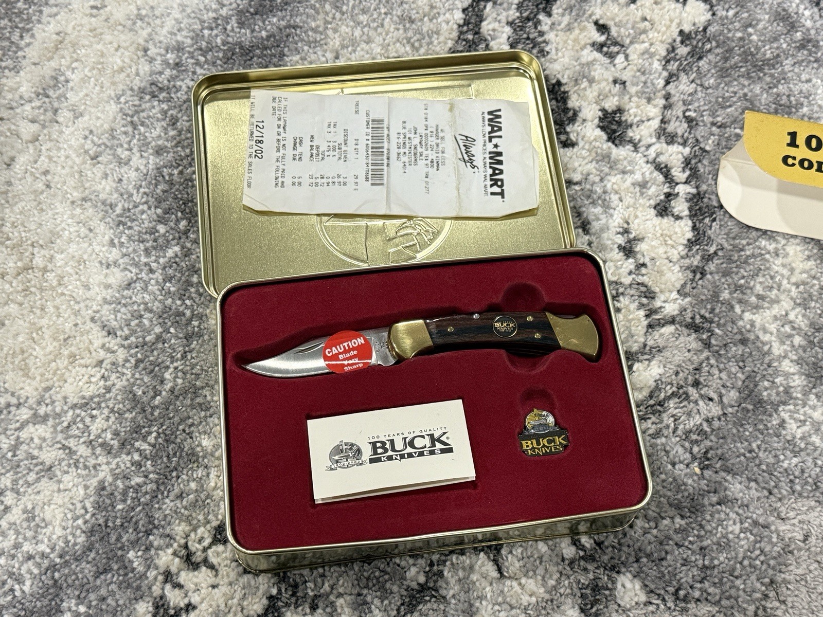 NOS 2002 Buck 112 100th Anniversary Knife Tin Pin 100 Year Collectable | USA