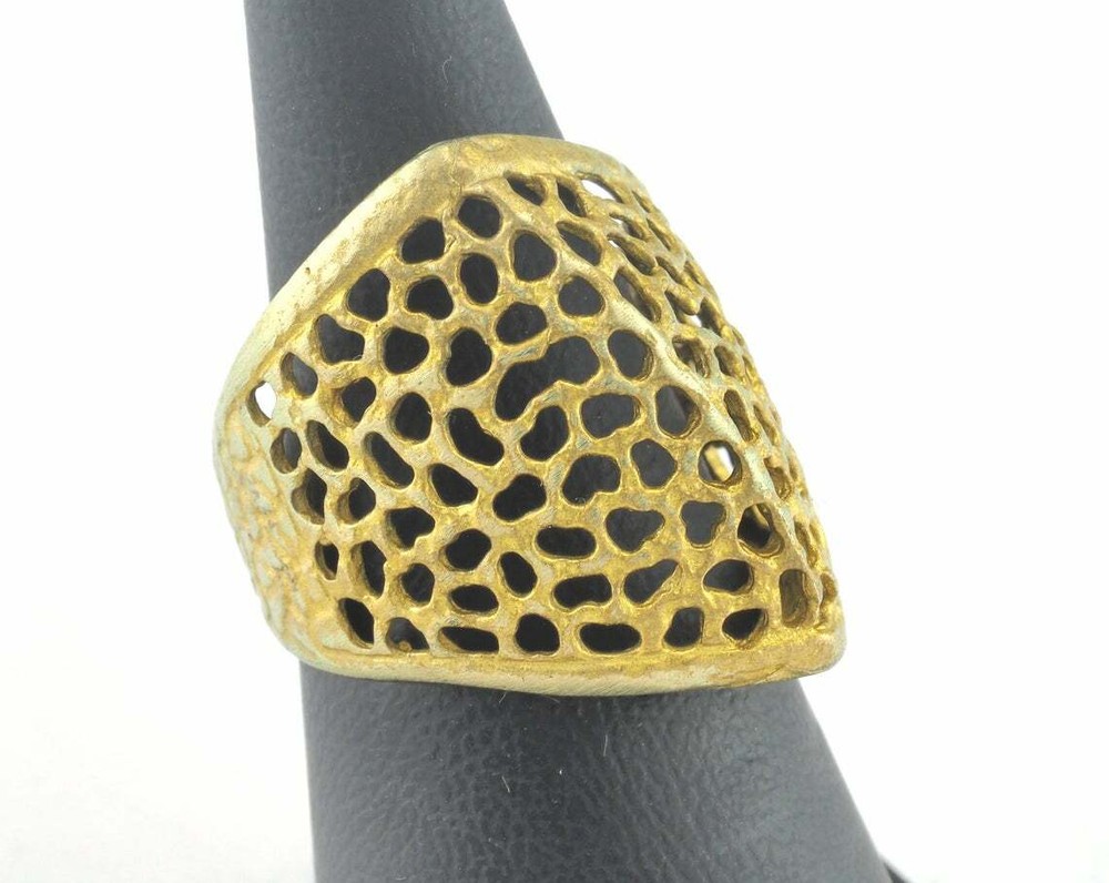 Ring Adjustable Mesh Ring Raw brass Statement ring women rings 7.5US