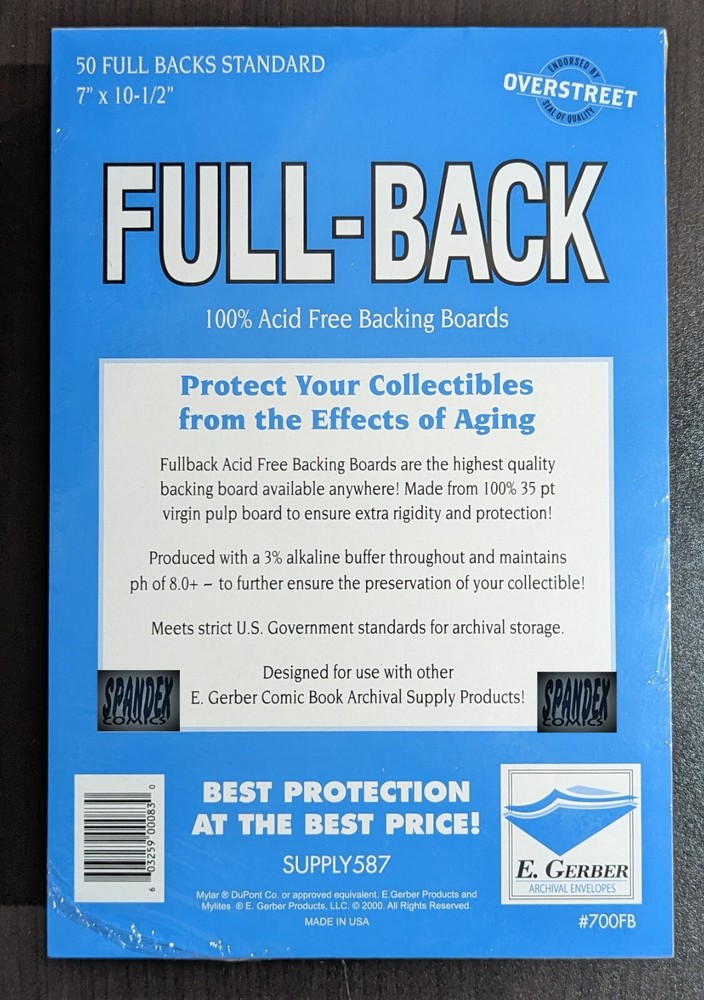 50 E. Gerber FULL-BACK Standard 100% Acid Free 35 PT Archival Boards 700FB