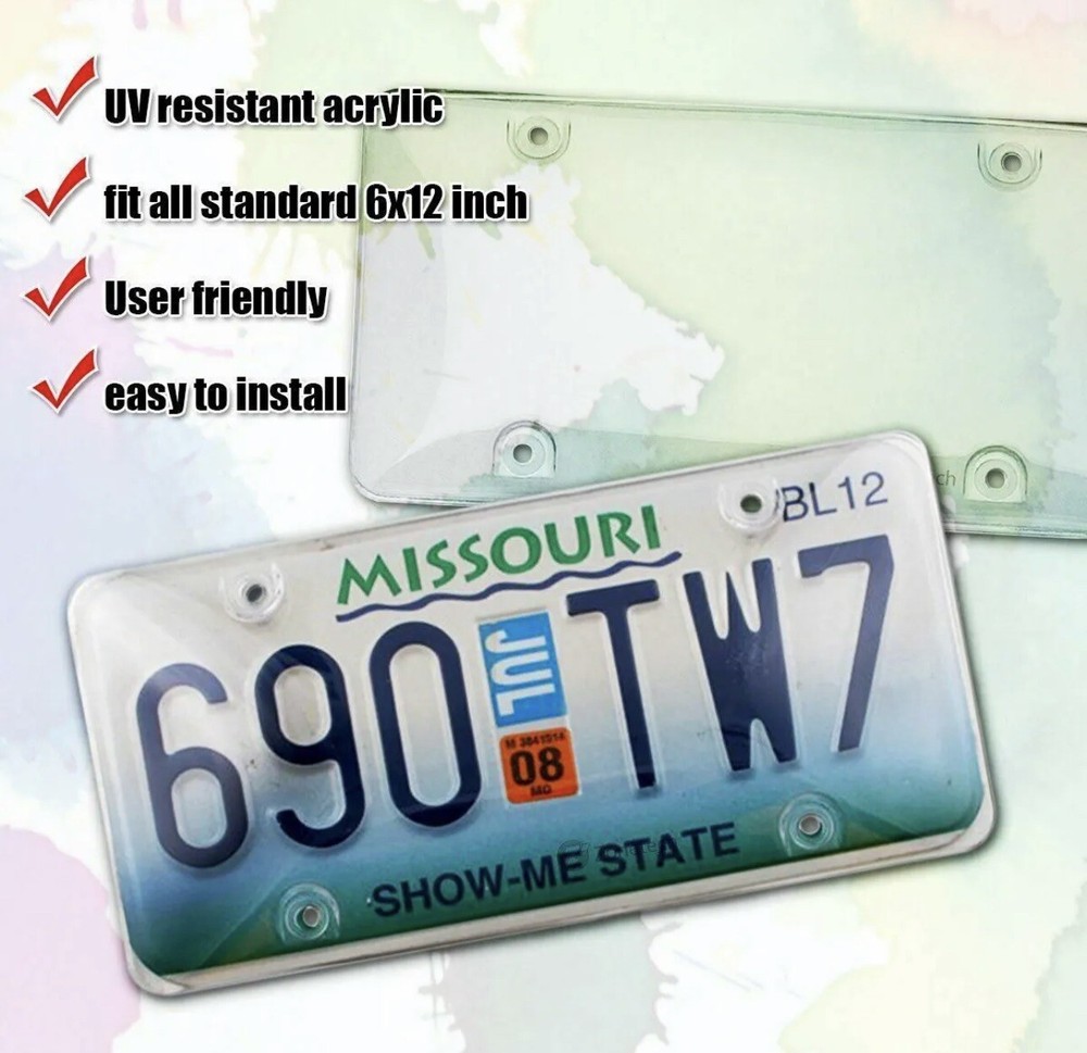 Zone Tech 2 Clear License Plate Tag Frame Covers Bubble Shields Protector Car