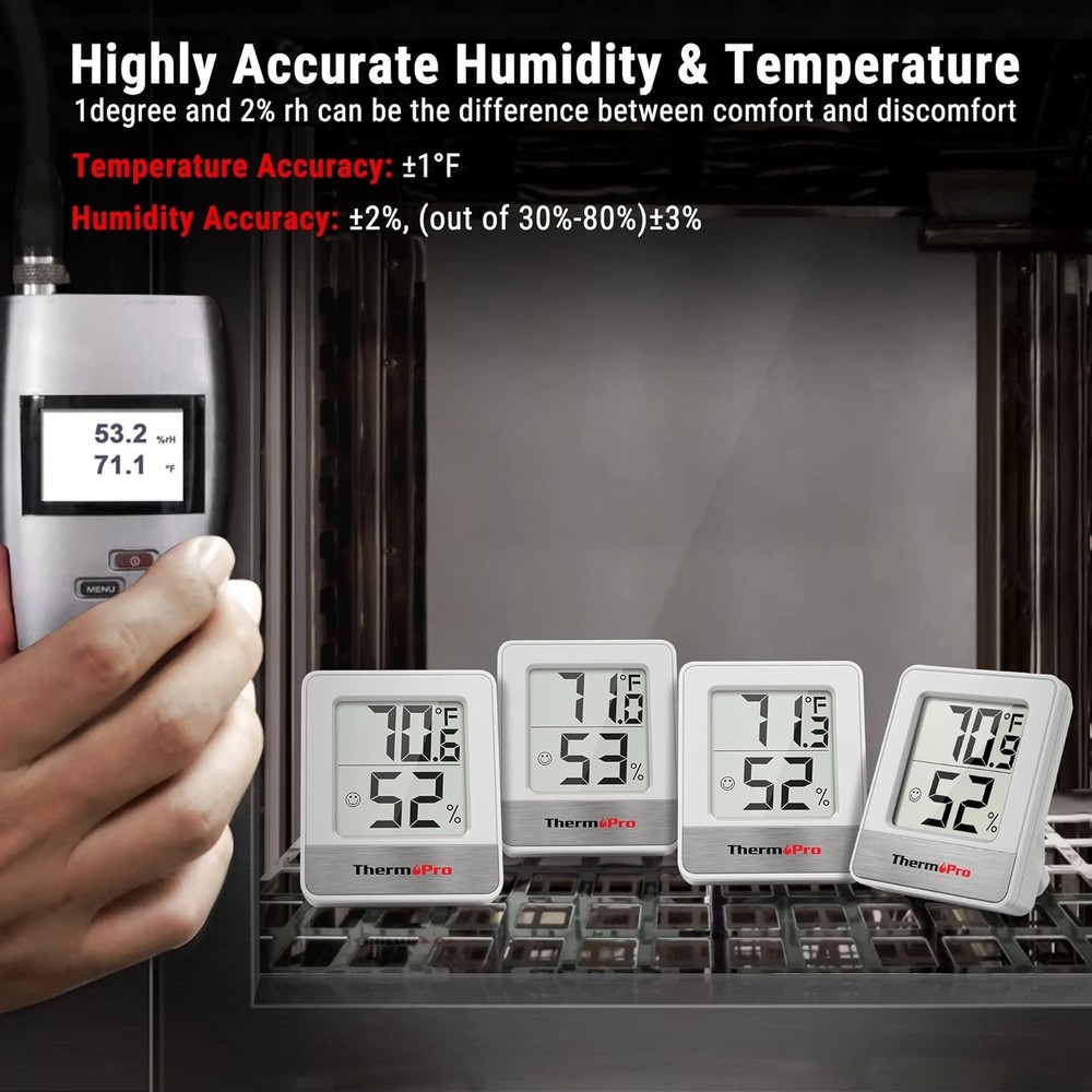 Versatile TP49 Digital Hygrometer - Tabletop, Wall Mount, Perfect for Every Room
