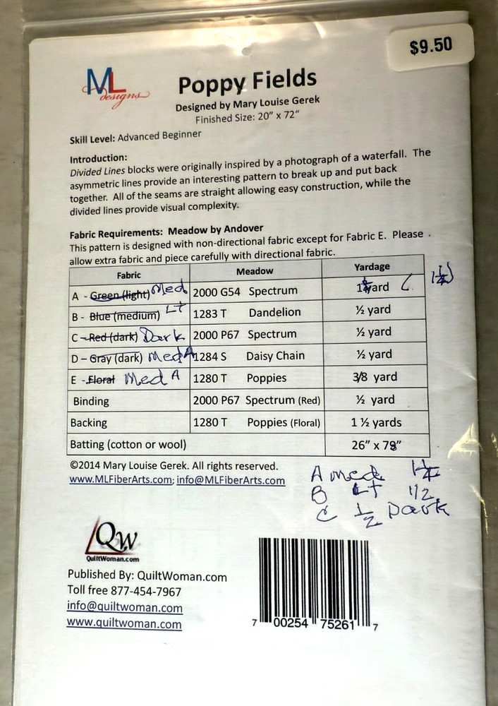 Poppy Fields - MLFibert Arts - MLG-106 - Pattern Only