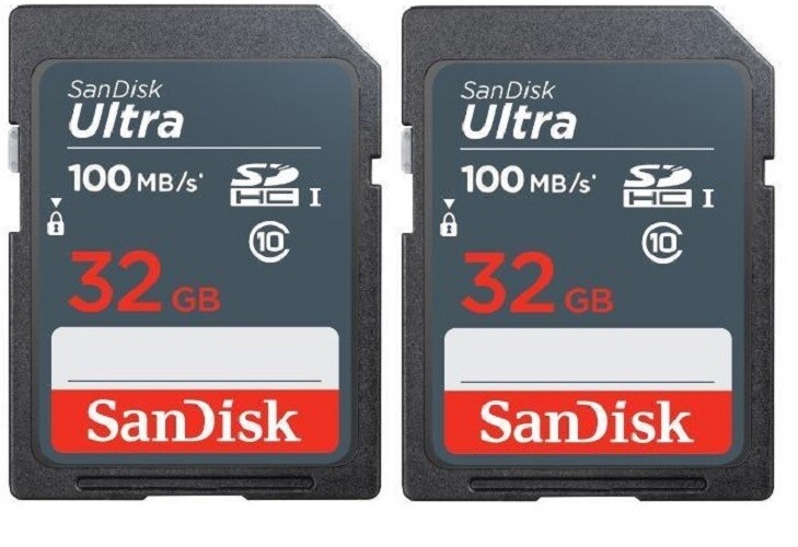 32GB Sandisk Ultra SD Memory cards for Camera/ Trail Camera / Computers (2 Pack)