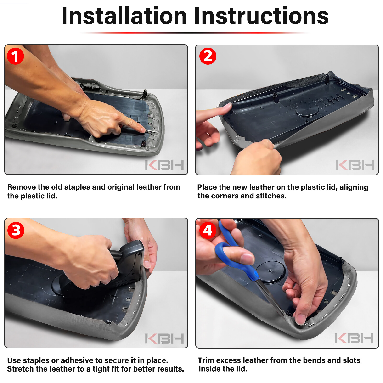 Fits 2012-2017 Toyota Camry Leather Center Console Lid Armrest Cover Ivory Tan