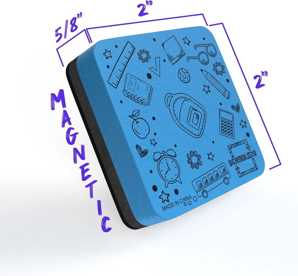 6 Pack Dry Erase Erasers Assorted Colors Magnetic