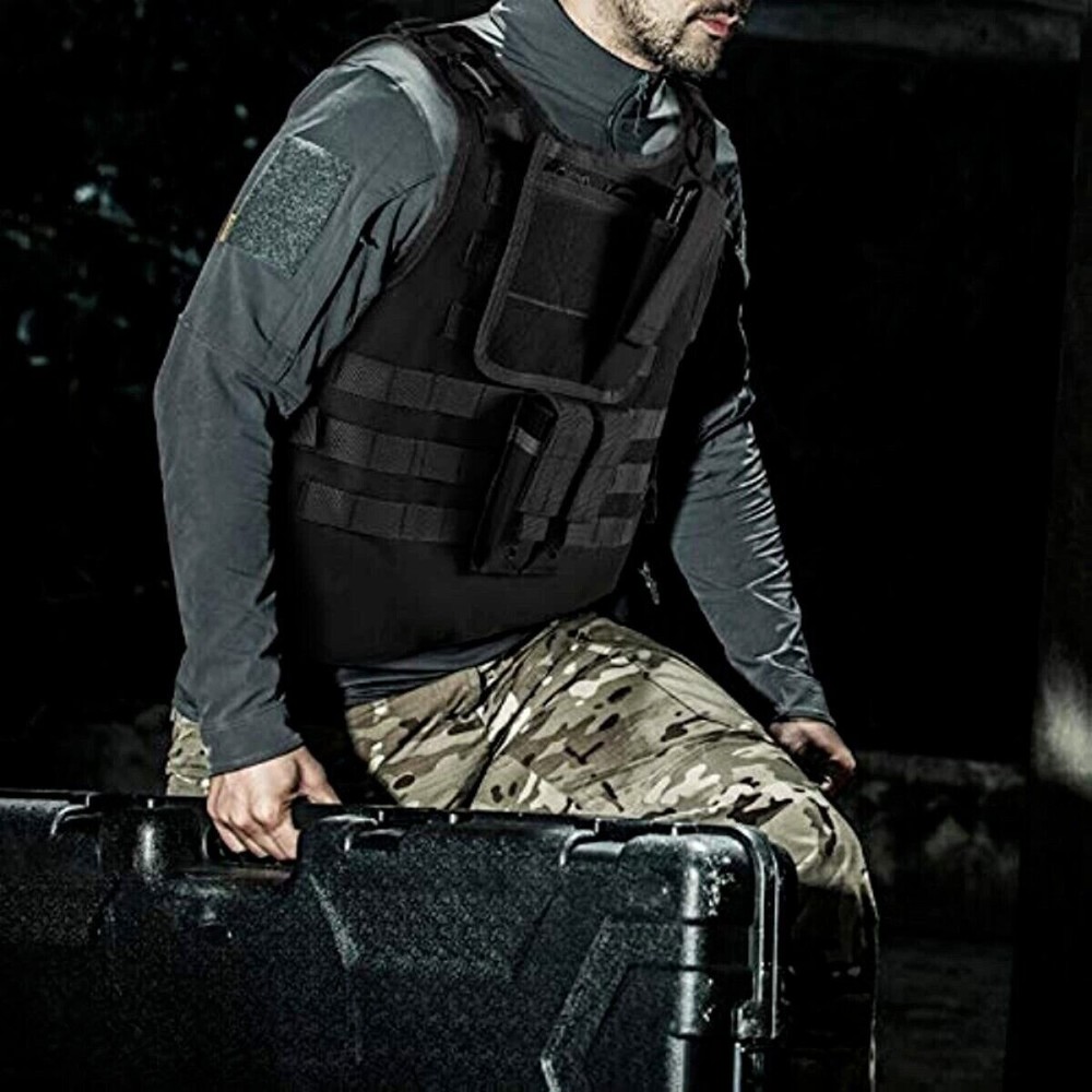 Tactical Double Pistol Mag Pouch Multi-Tool Organizer Holder Flashlight Bag
