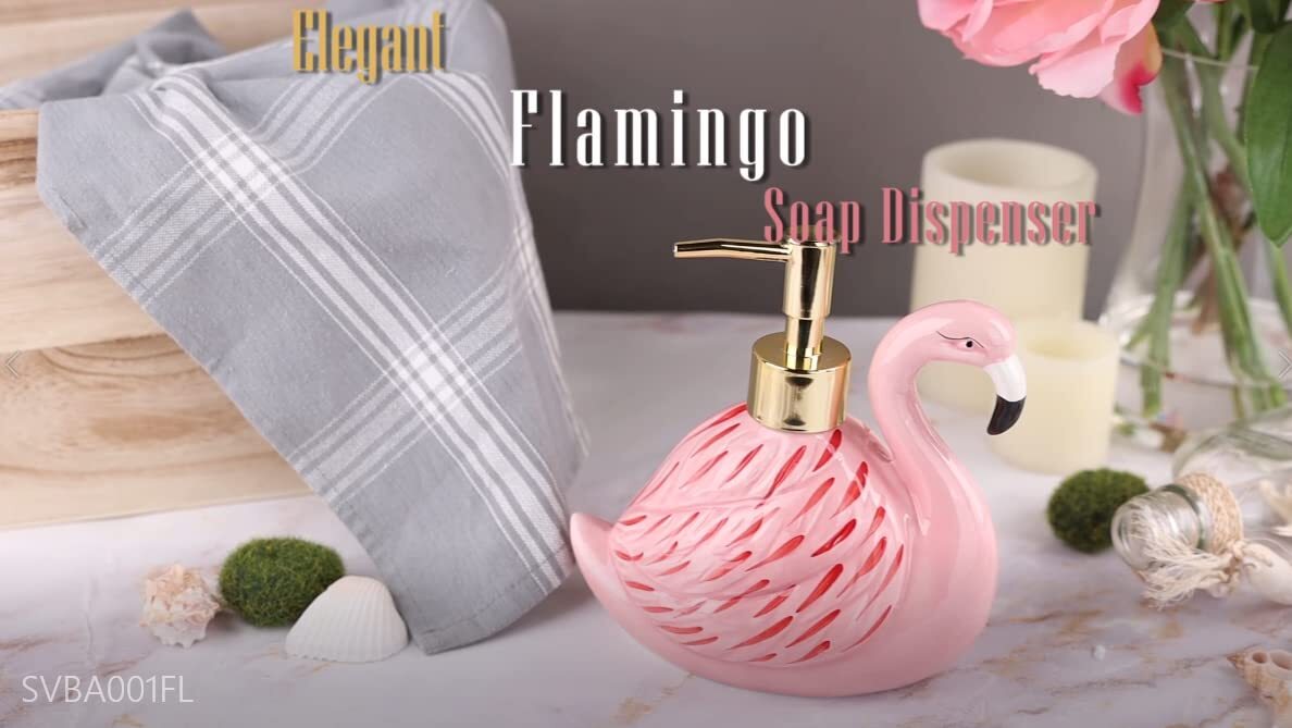 Flamingo Soap Dispenser with Pump for Bathroom or Kitchen Sink