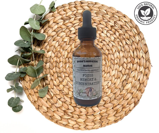 Focus Memory & Concentration | Organic Herbal Extract Tincture | Learning | ADHD