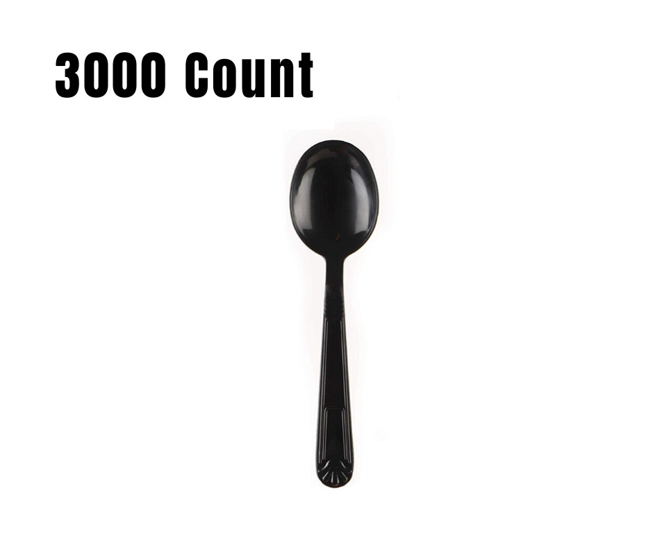 3000 Pack - Heavy Weight Plastic Spoons Black