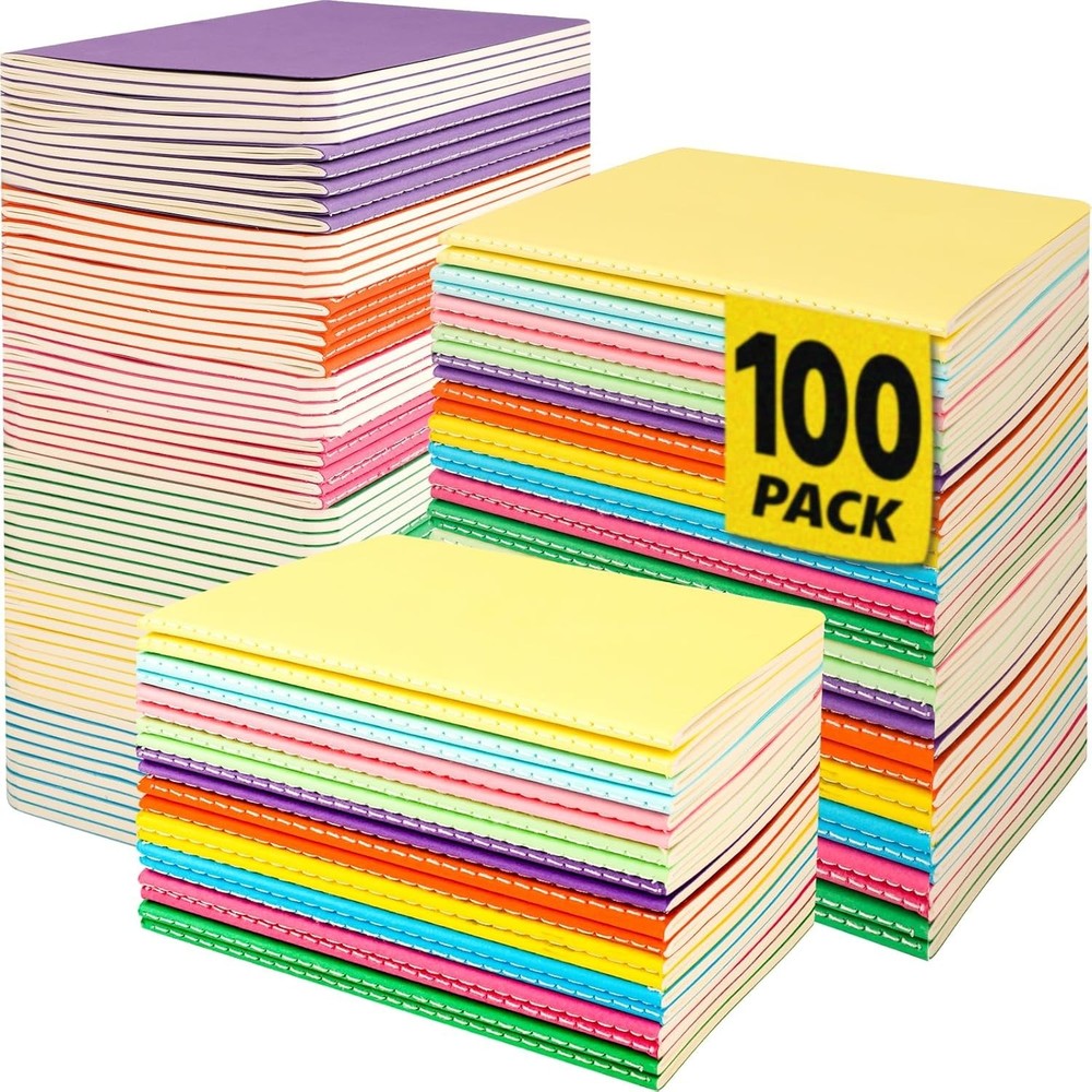 100 Pack Small Lined Notepads Bulk, Mini Journal Pocket Notebooks Set 3.5 Inc...