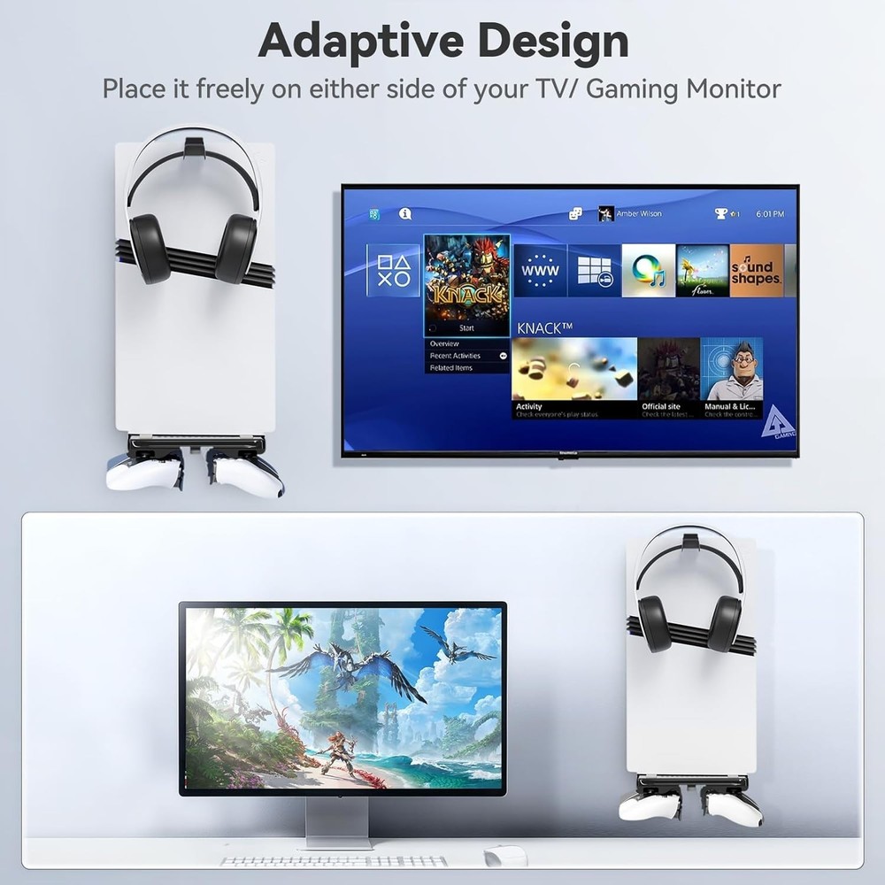 P5 Wall Mount Kit with Controller Holder Compatible with P5/Slim/Pro Disc & D...