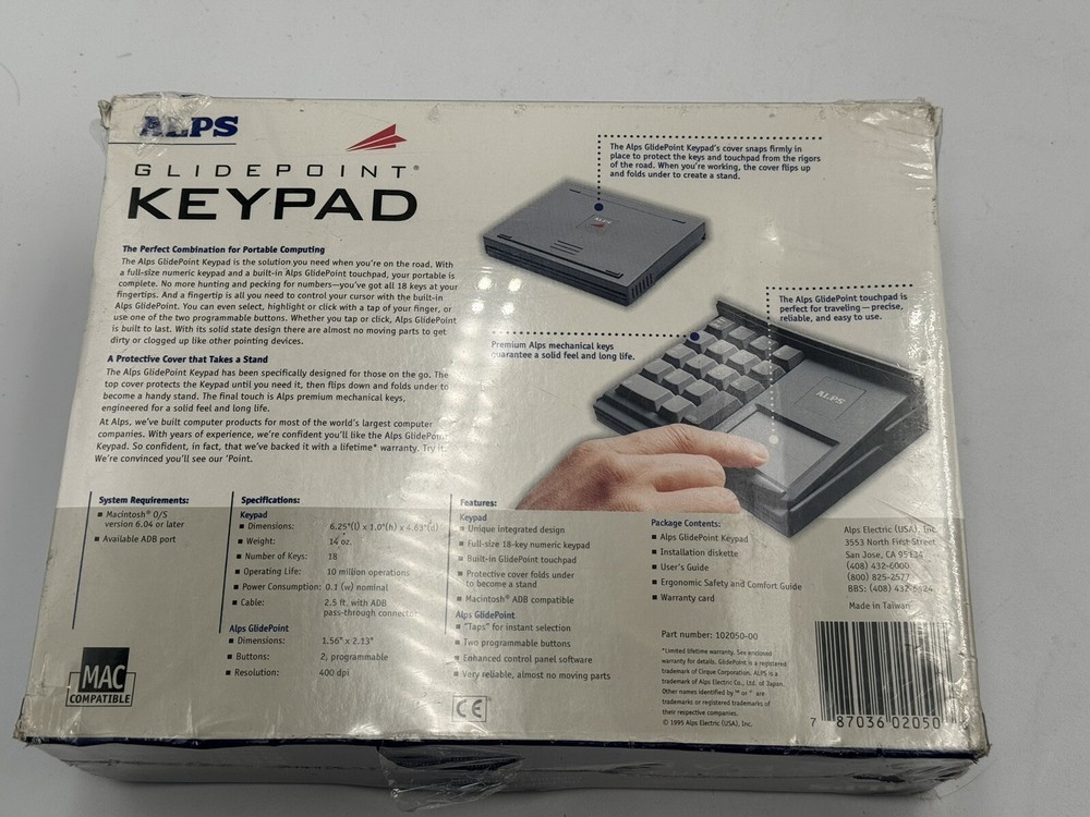 Vintage ALPS Glidepoint Keypad Touchpad For Macintosh
