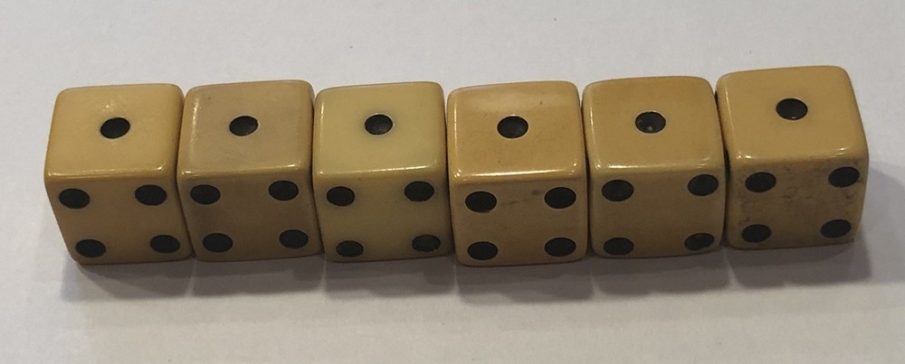 Three Pair Butterscotch Bakelite 1/2” Vintage Dice (Tested)