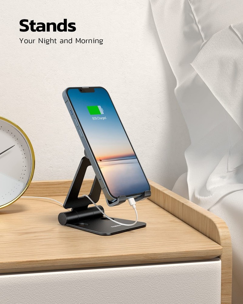 Nulaxy 2 Pack Dual Folding Cell Phone Stand, Fully Adjustable C-Black