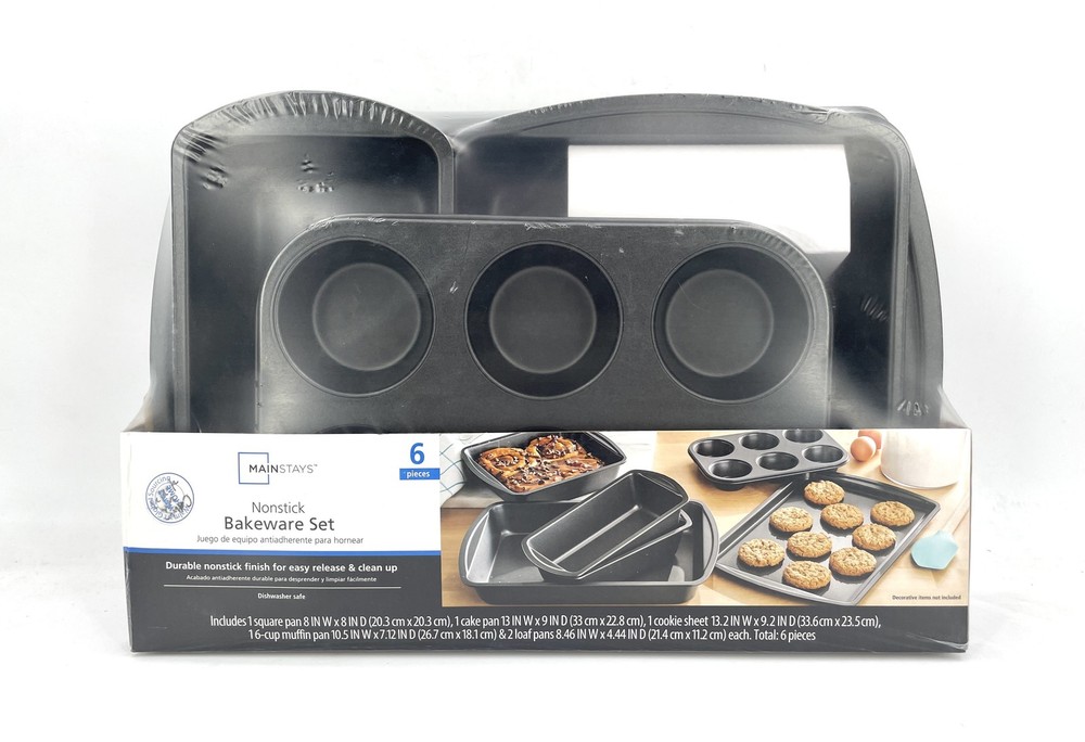 6 Piece Non-Stick Bakeware Sets, Easy for Release and Clean up, Gray