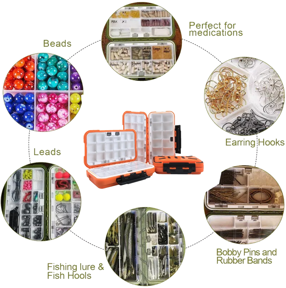 Fishing Tackle Box Lure Waterproof Compartments 2 Layer Storage Hard Case Hook