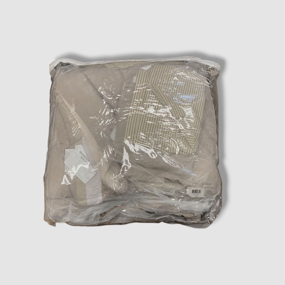 Lanwood Home Beige Stripe/Solid Austin Reversible 6 Pc.Twin