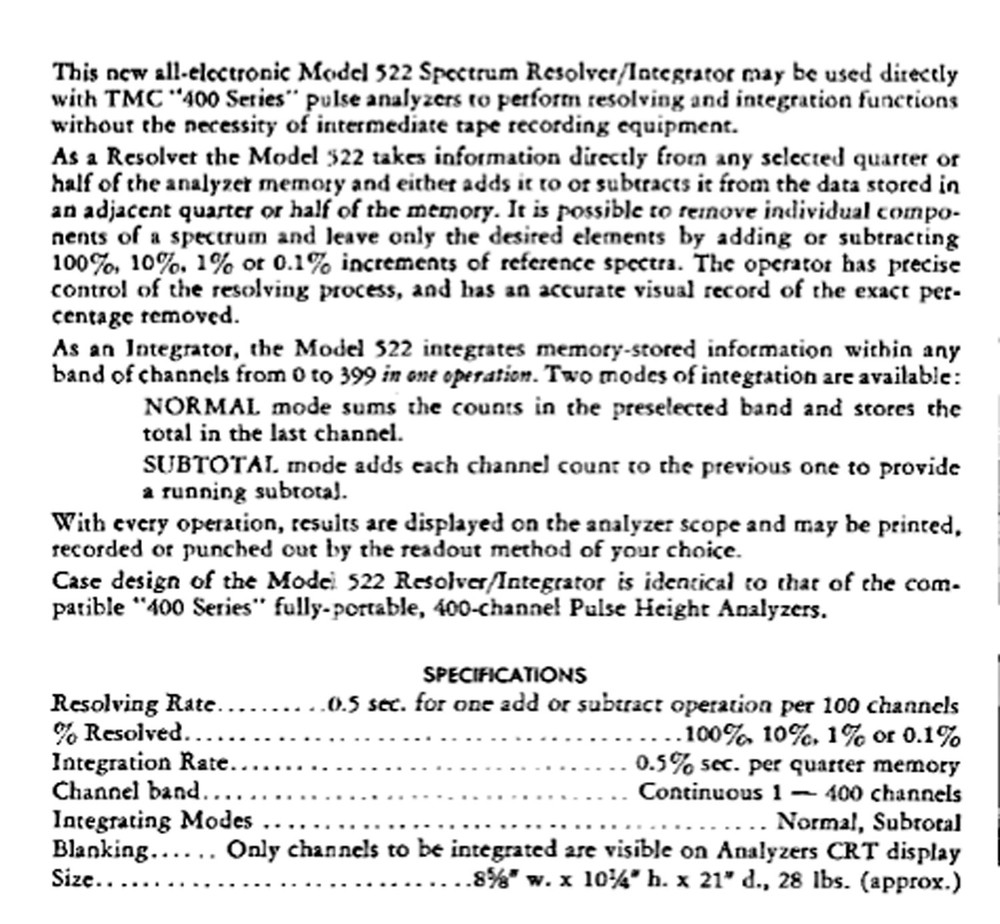 1960s TMC Spectrum Resolver Integrator Model 522