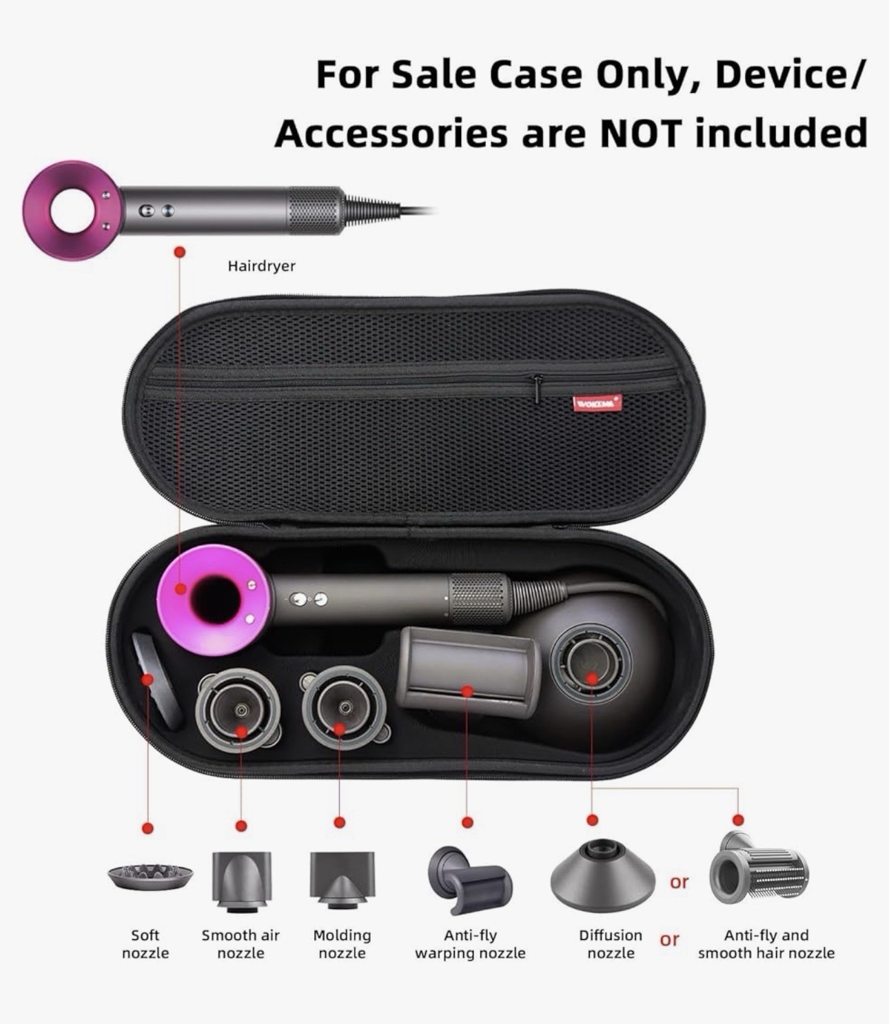 WOKEMA Protective Case for Dyson Supersonic Hair Dyer Hair Dryer - Black