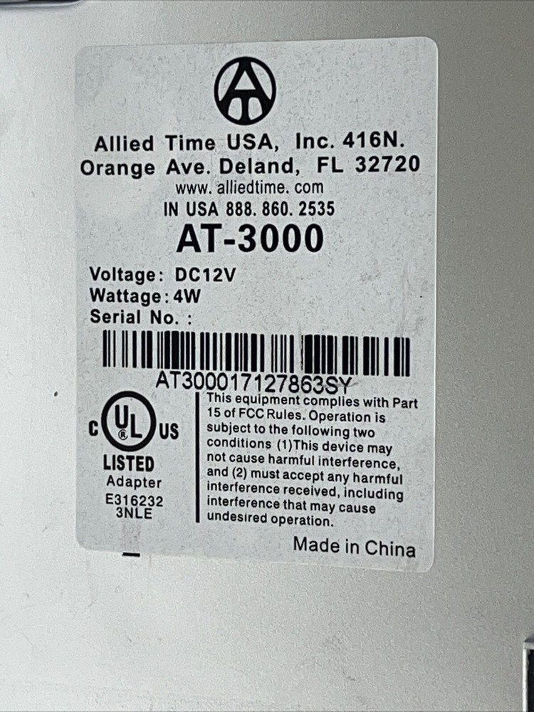 Allied Time AT-3000 Electronic Time Clock Date Stamp - UNTESTED F4-1