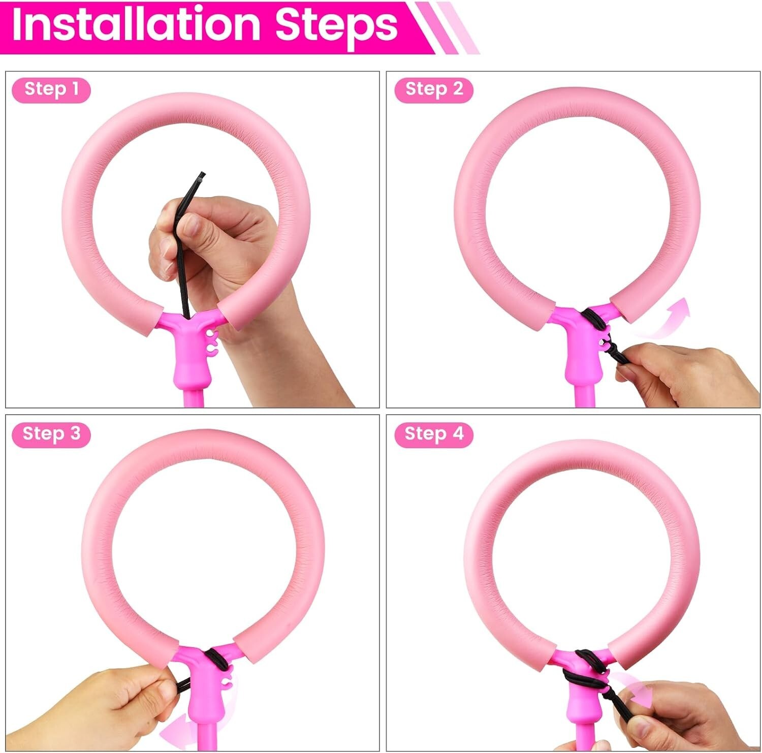 Skip Ball for Kids Foldable Ankle Skip Ball Colorful Light Flashing Jumping Pink